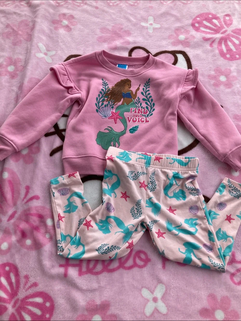 Disney Pink Mermaid Sweatshirt and Mermaid Print Pants